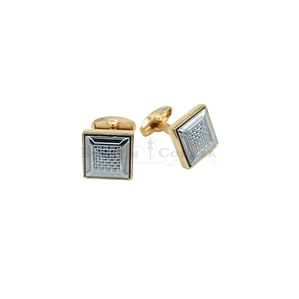 Gold Plated Textured Design Square Cufflink