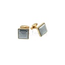 Gold Plated Textured Design Square Cufflink