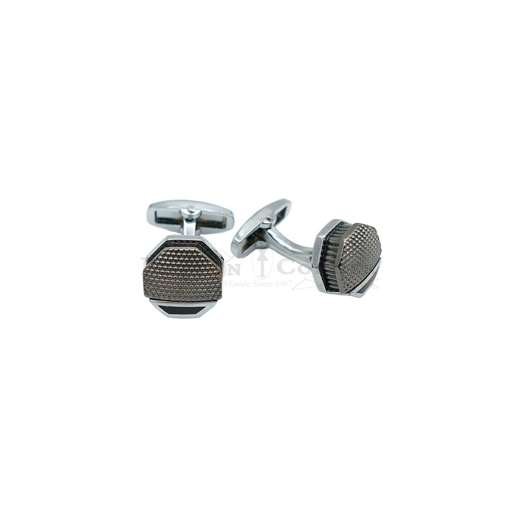 Silver Plated Dotted Design Octagon Cufflink