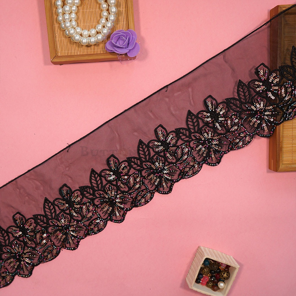 Fancy Glass Beads Sequence Lace