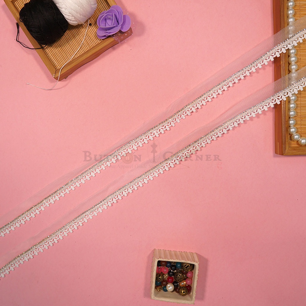 Crystals Pearl Shuttle Net Lace