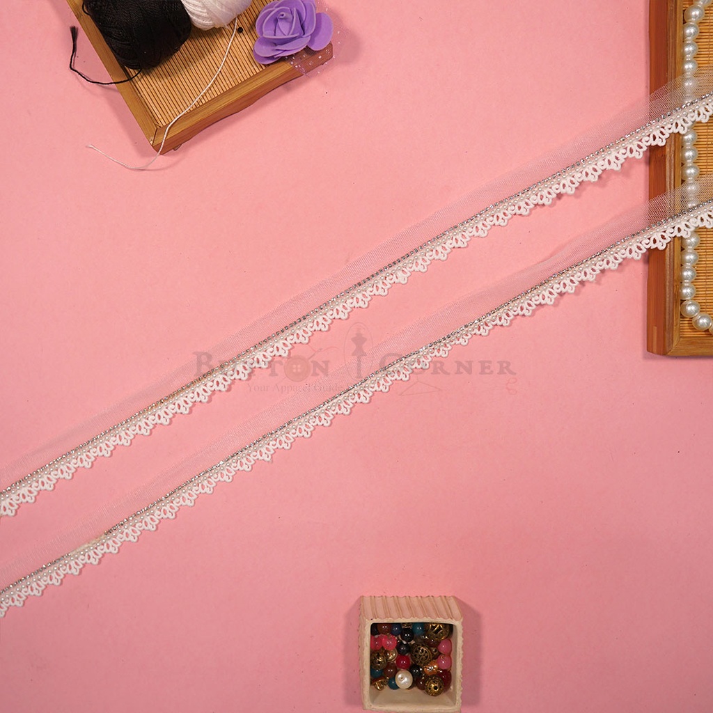 Crystals Pearl Shuttle Net Lace