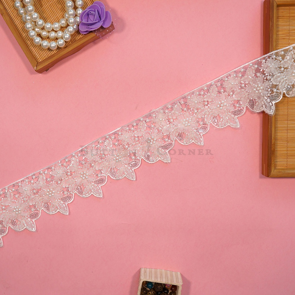 Fancy Glass Beads Sequence Lace