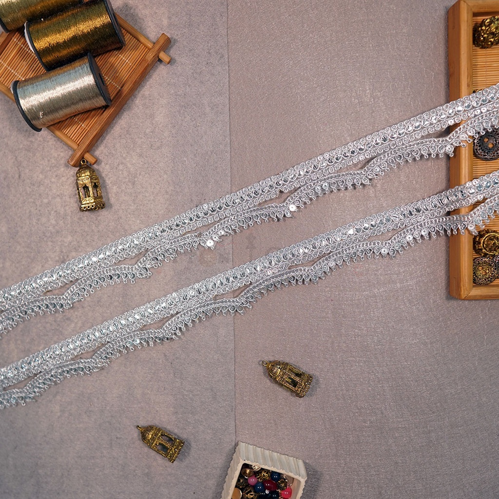 Fancy Metallic Yarn Sequence Lace