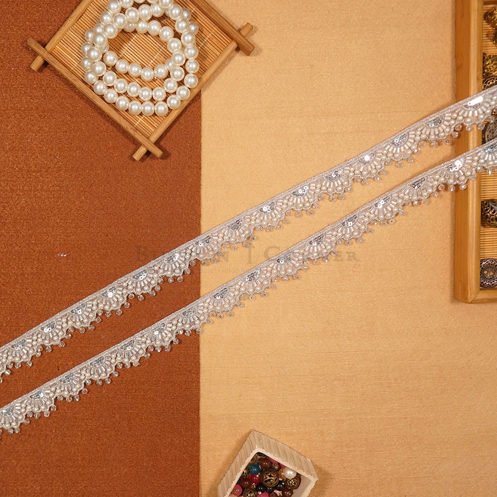 Fancy Glass Beads Sequence Lace