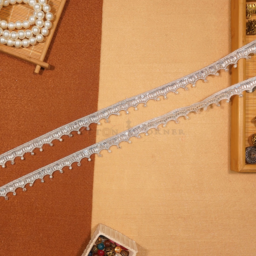 Fancy Glass Beads Sequence Lace