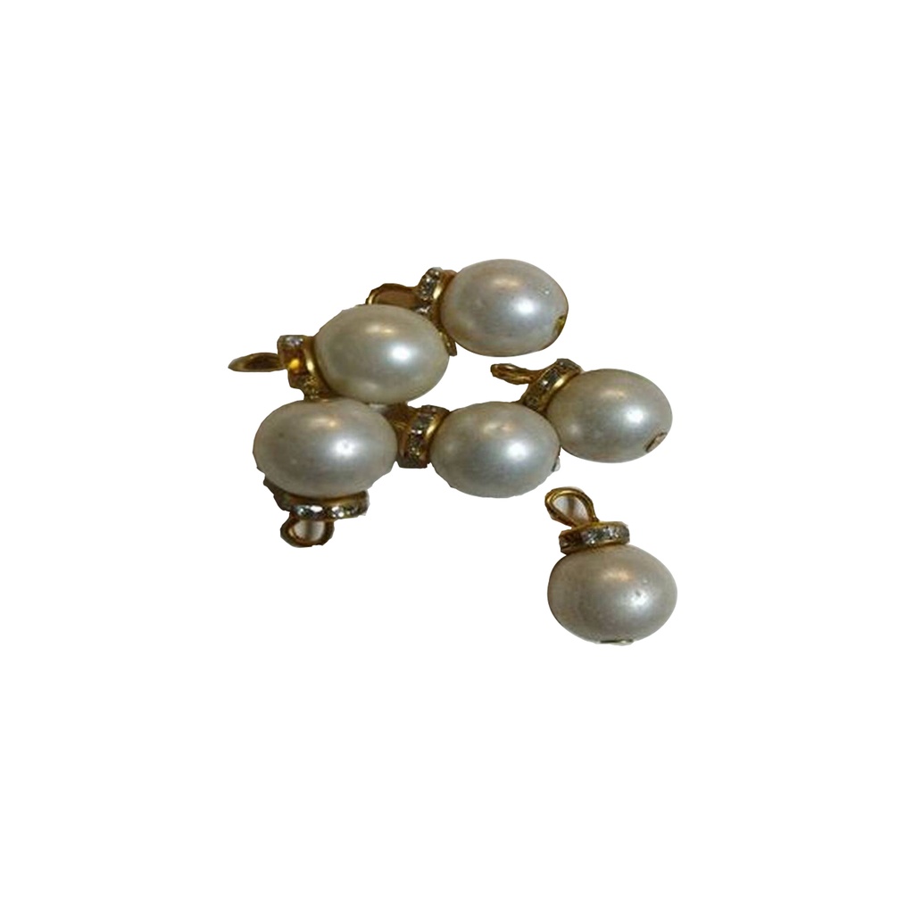 Shell Pearl Hanging Button With Gold Cap