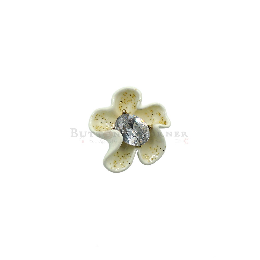 Inlaid Design Floral Rhinestone Button