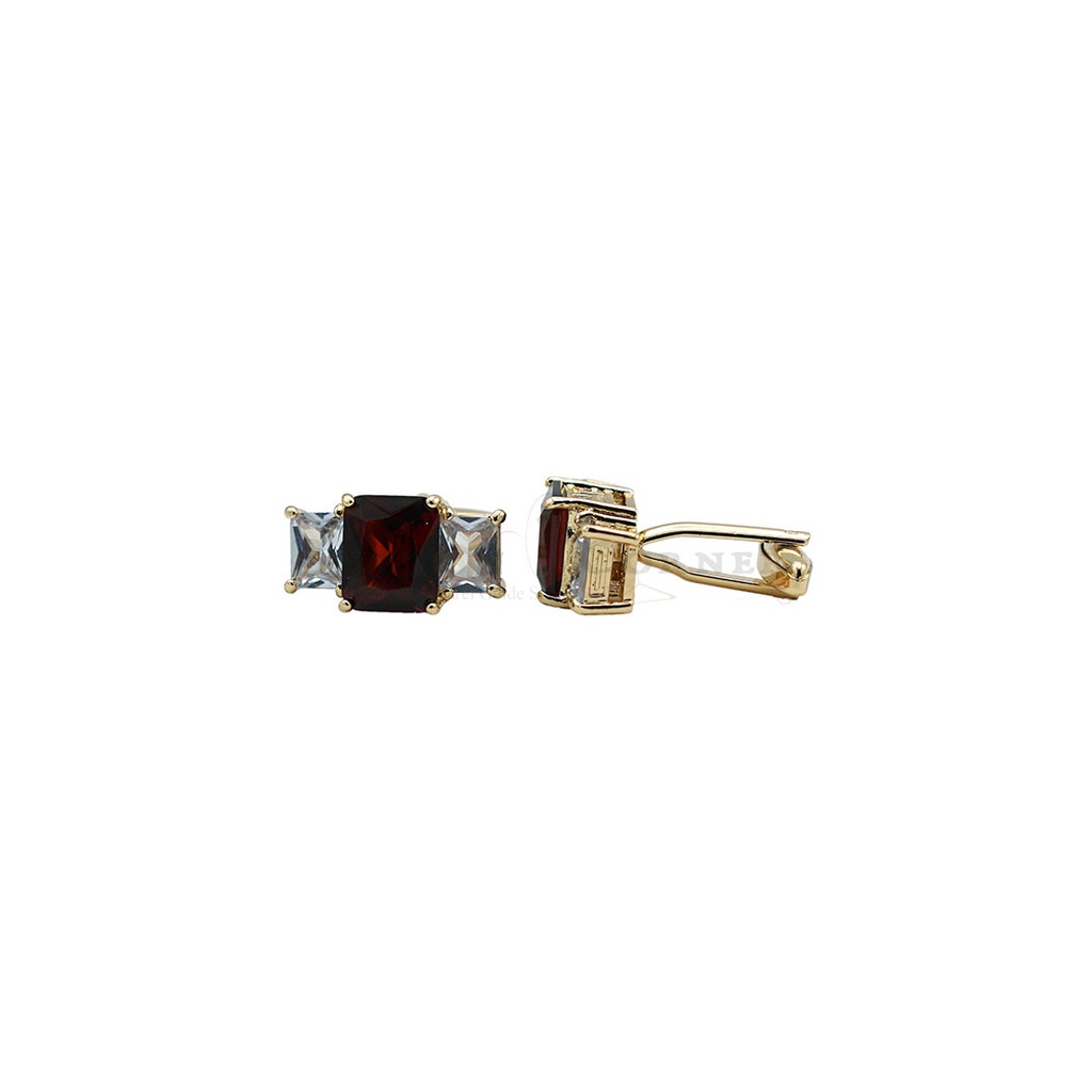 Gold Plated Crystal Zircon Rectangle Cufflink