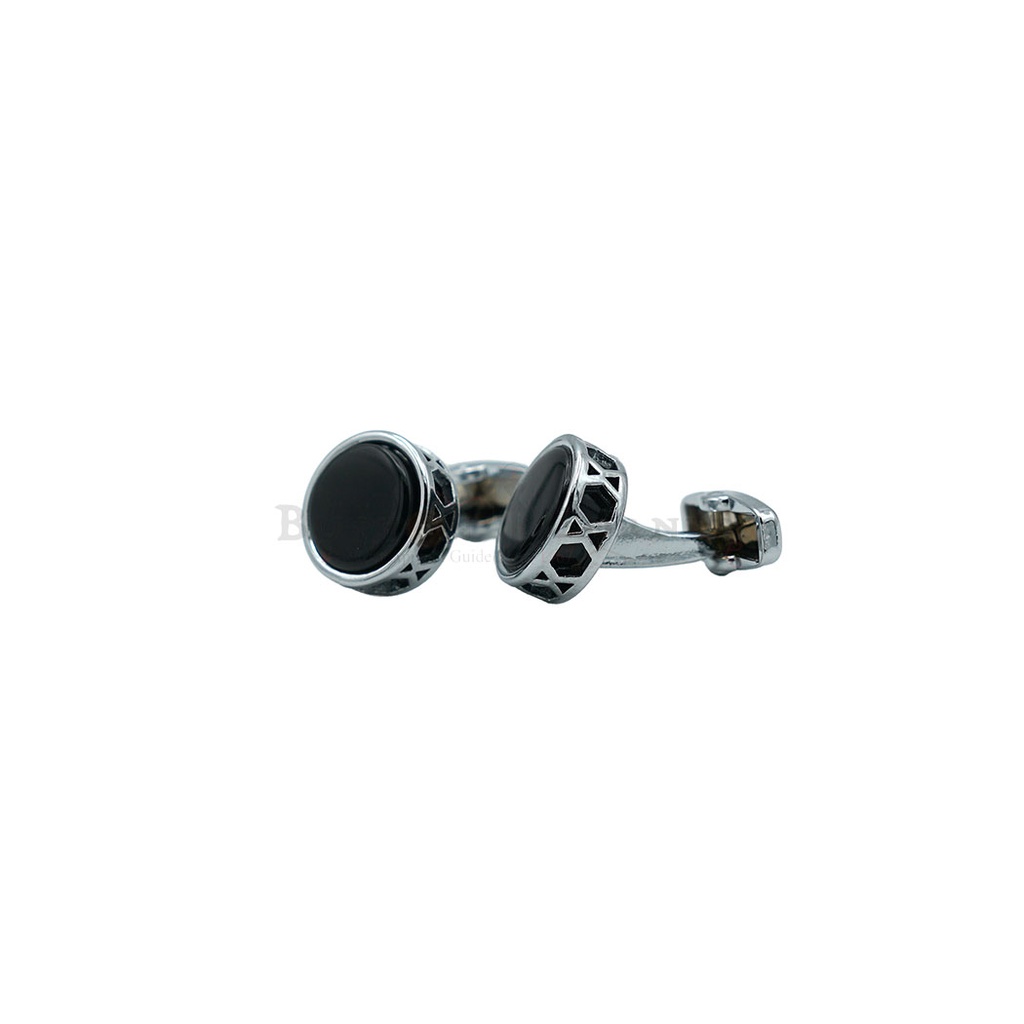 Elegant Black Onyx Stone Round Cufflink