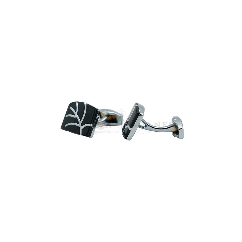 Twig Branch Design Black Square Cufflink