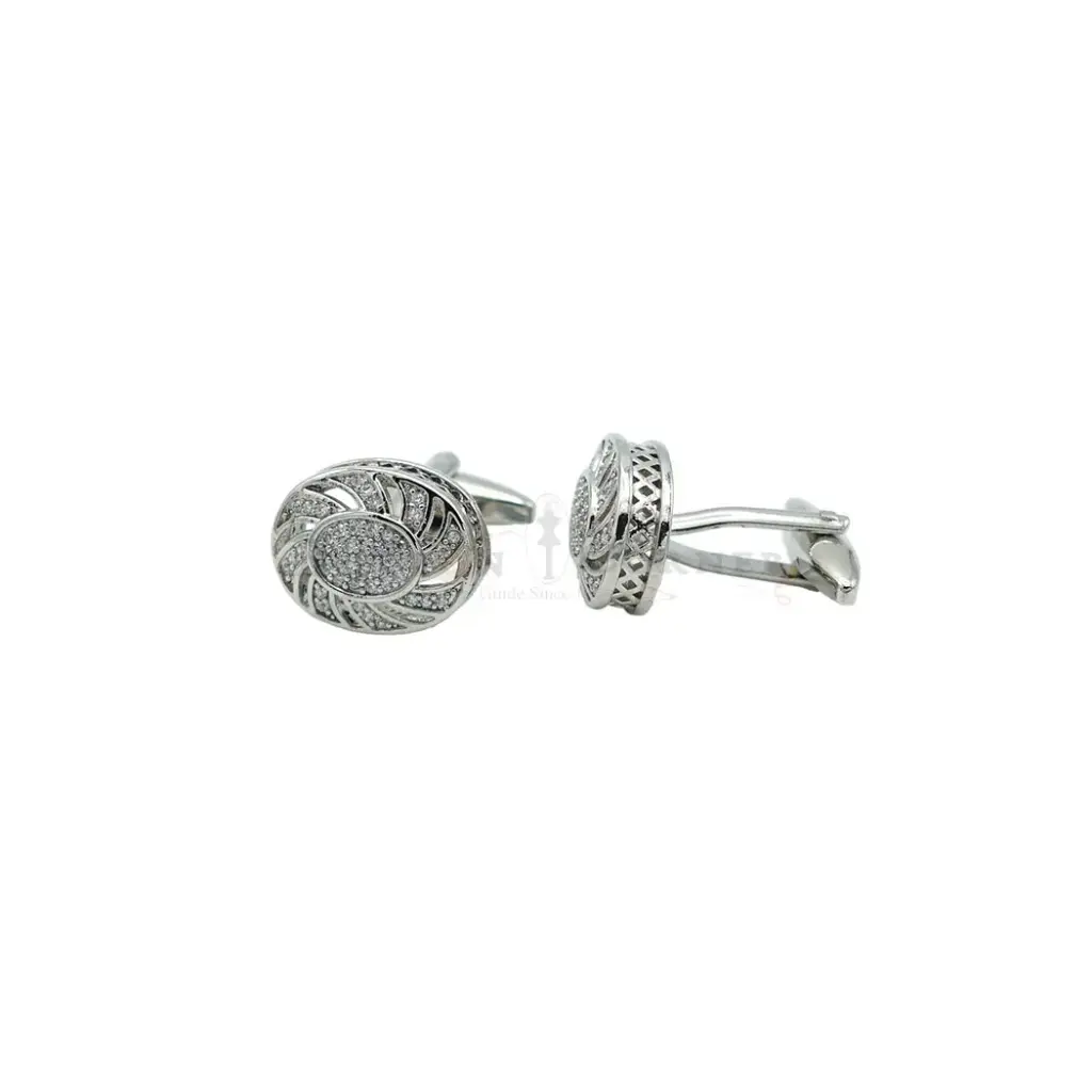 Crystal Pave Design Oval Cufflink