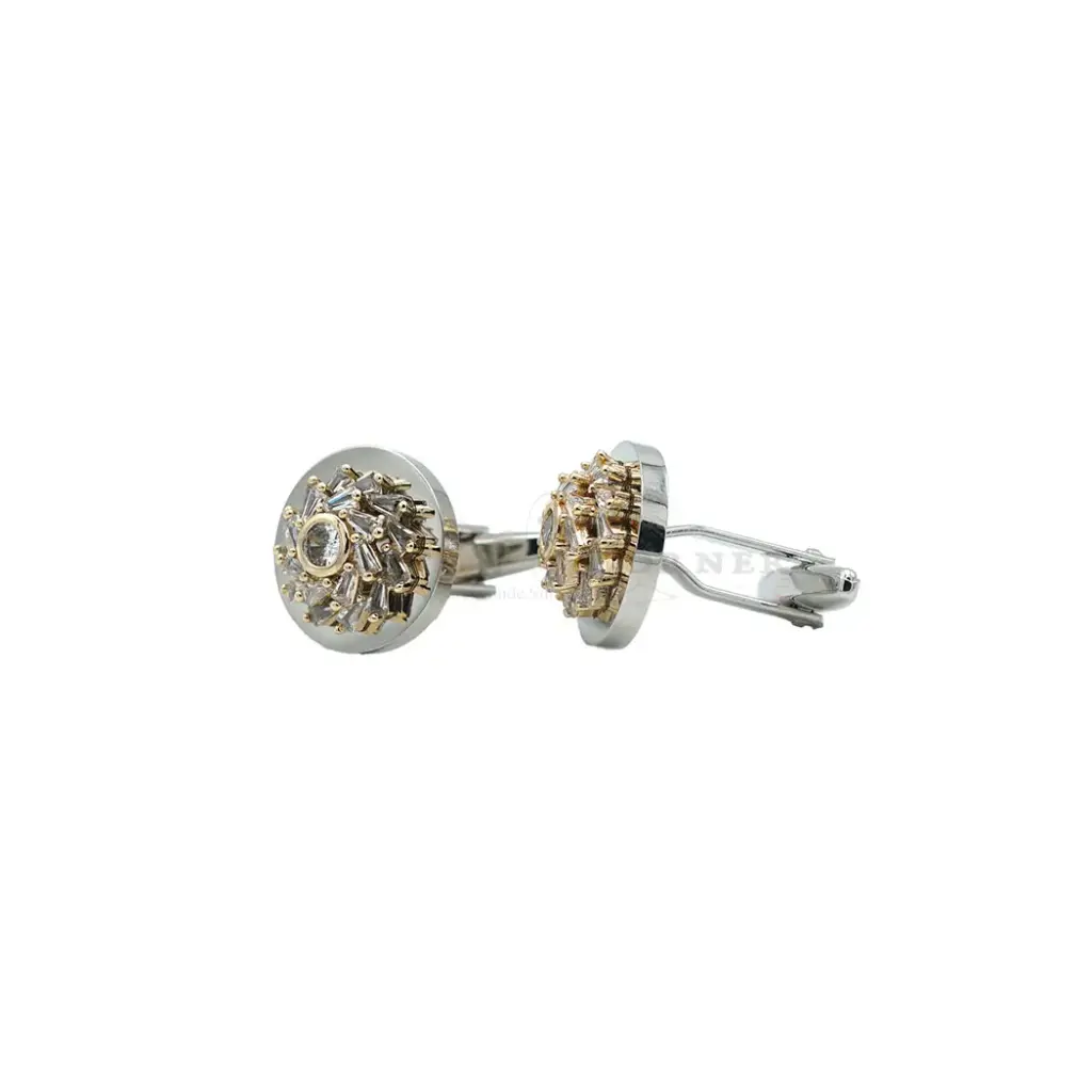 Flower Design Bugette Cut Stone Cufflink