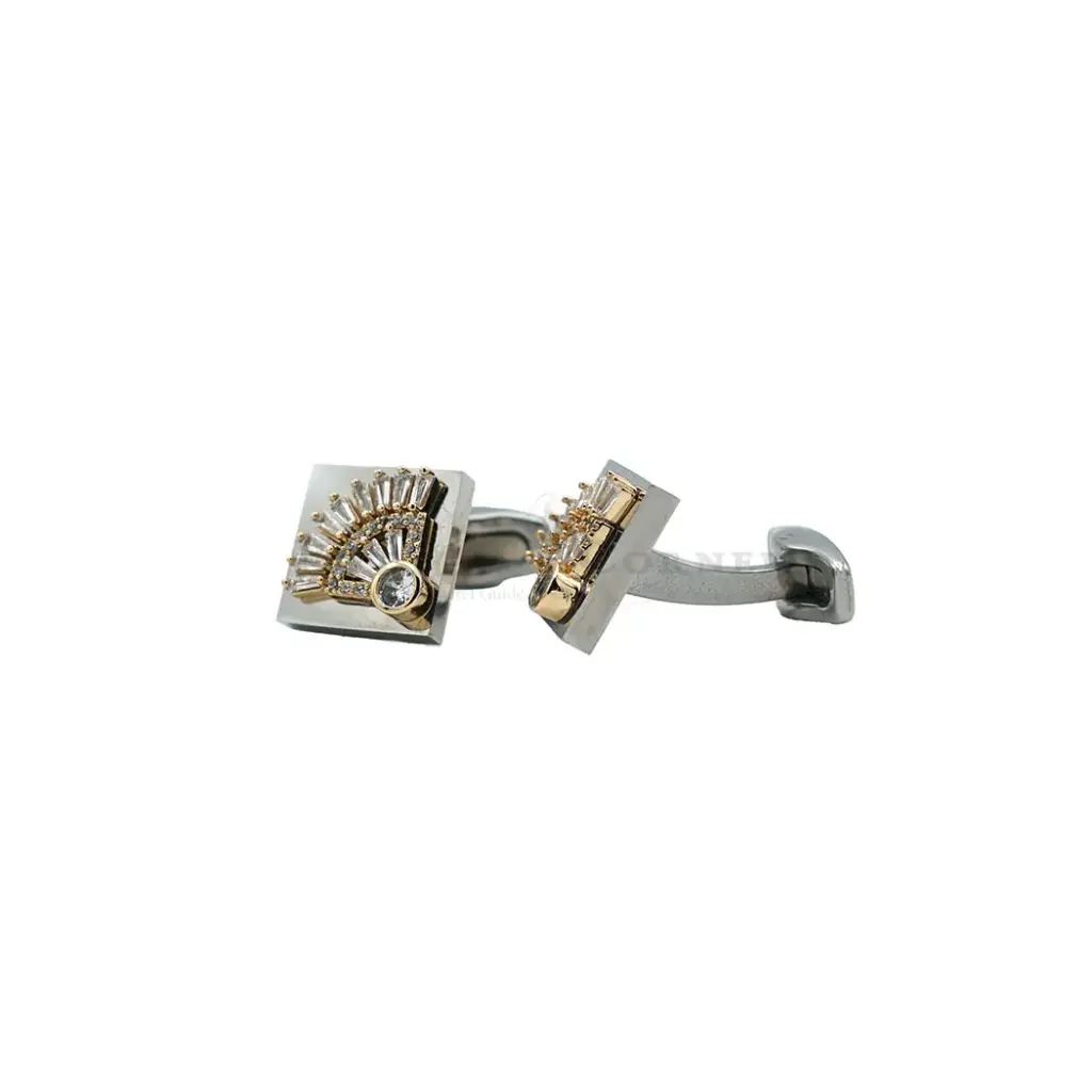 Fan Shape Bagutte Cut Stone Square Cufflink