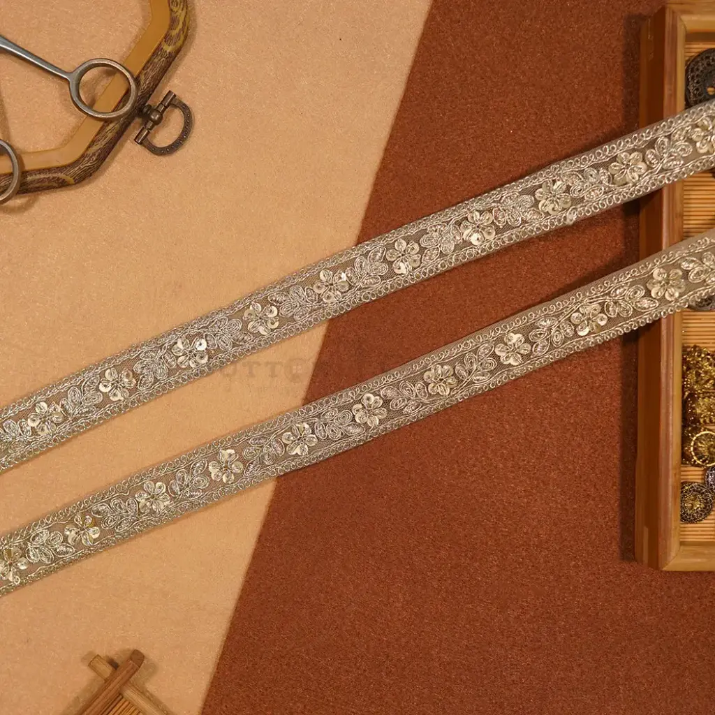 Fancy Metallic Yarn Sequence Lace