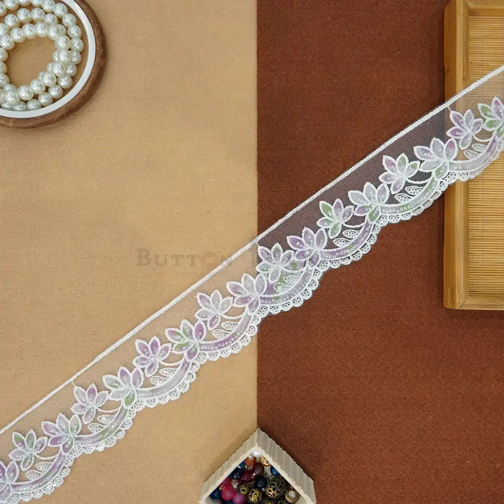 Fancy Glass Beads Sequence Lace
