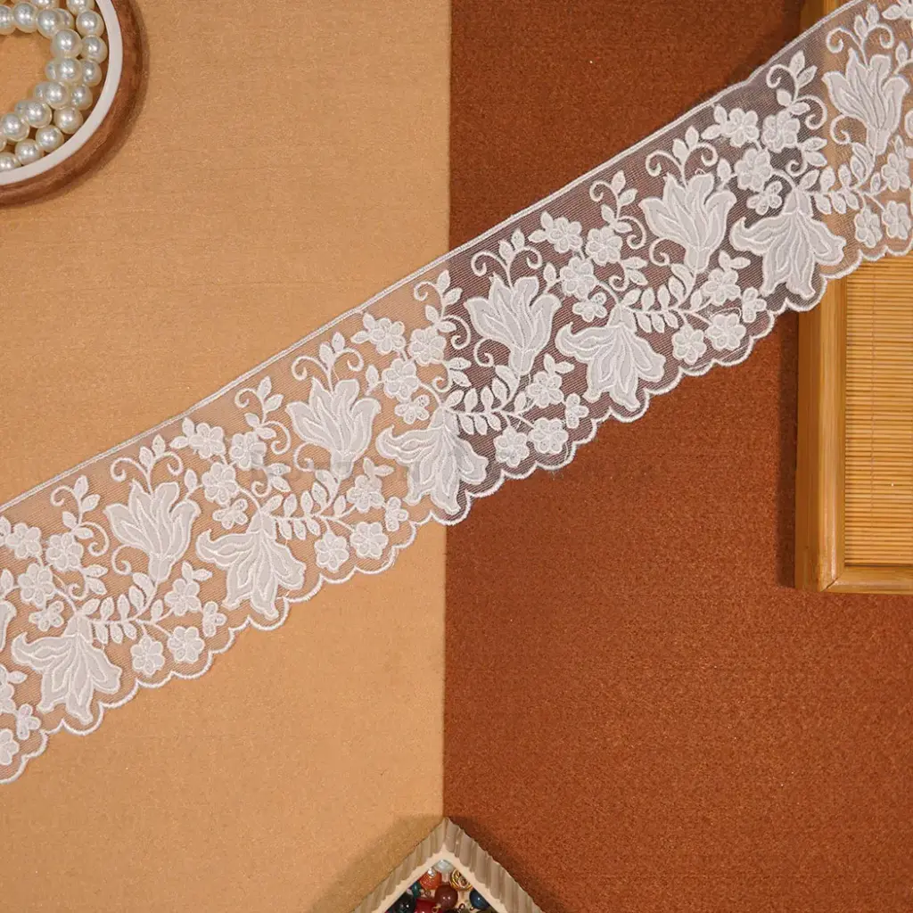 Cotton, Net Embroidered Lace In Color