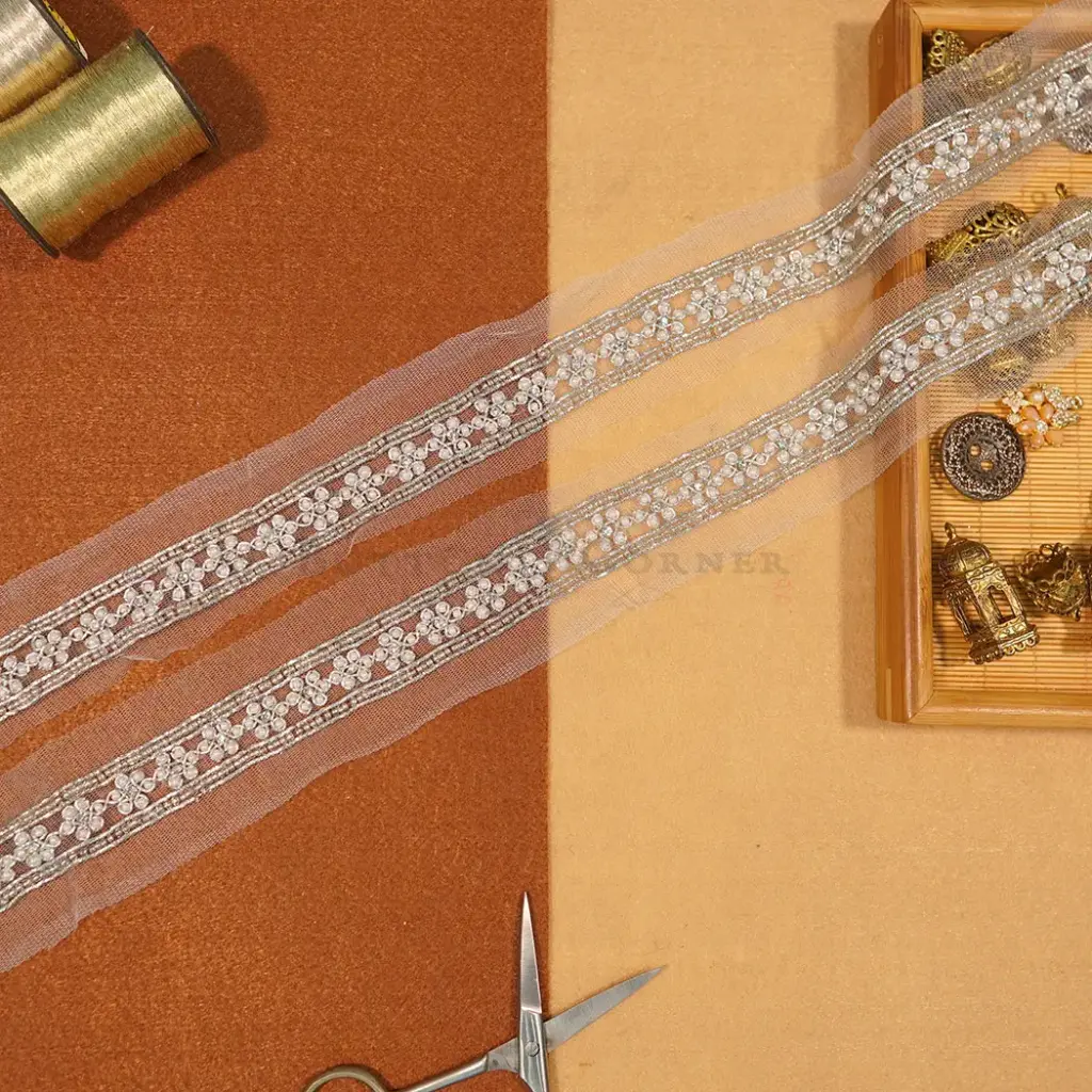 Fancy Glass Beads Pearl&Crystal Naqshi Lace