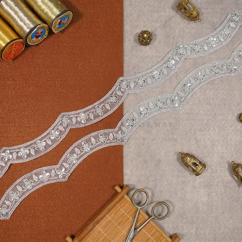 Fancy Metallic Yarn Sequence Lace