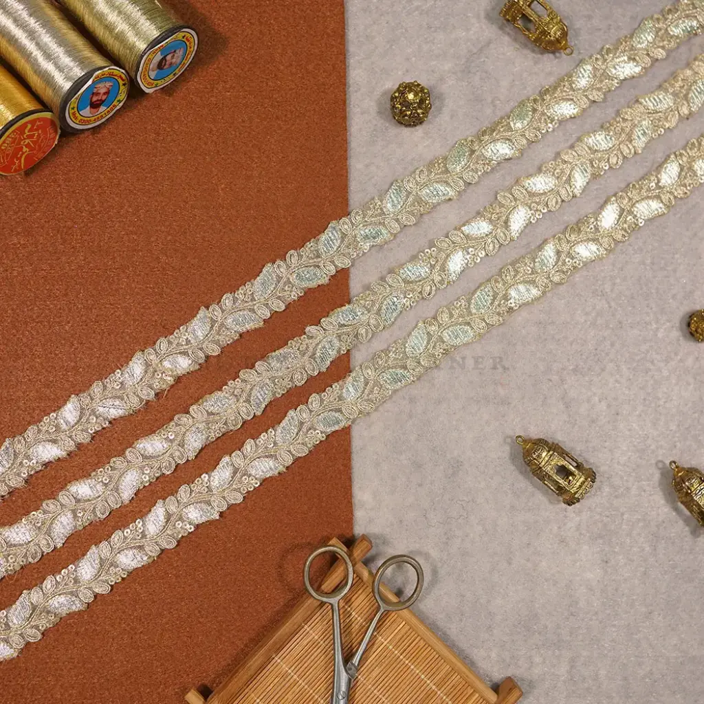 Fancy Metallic Yarn Sequence Lace
