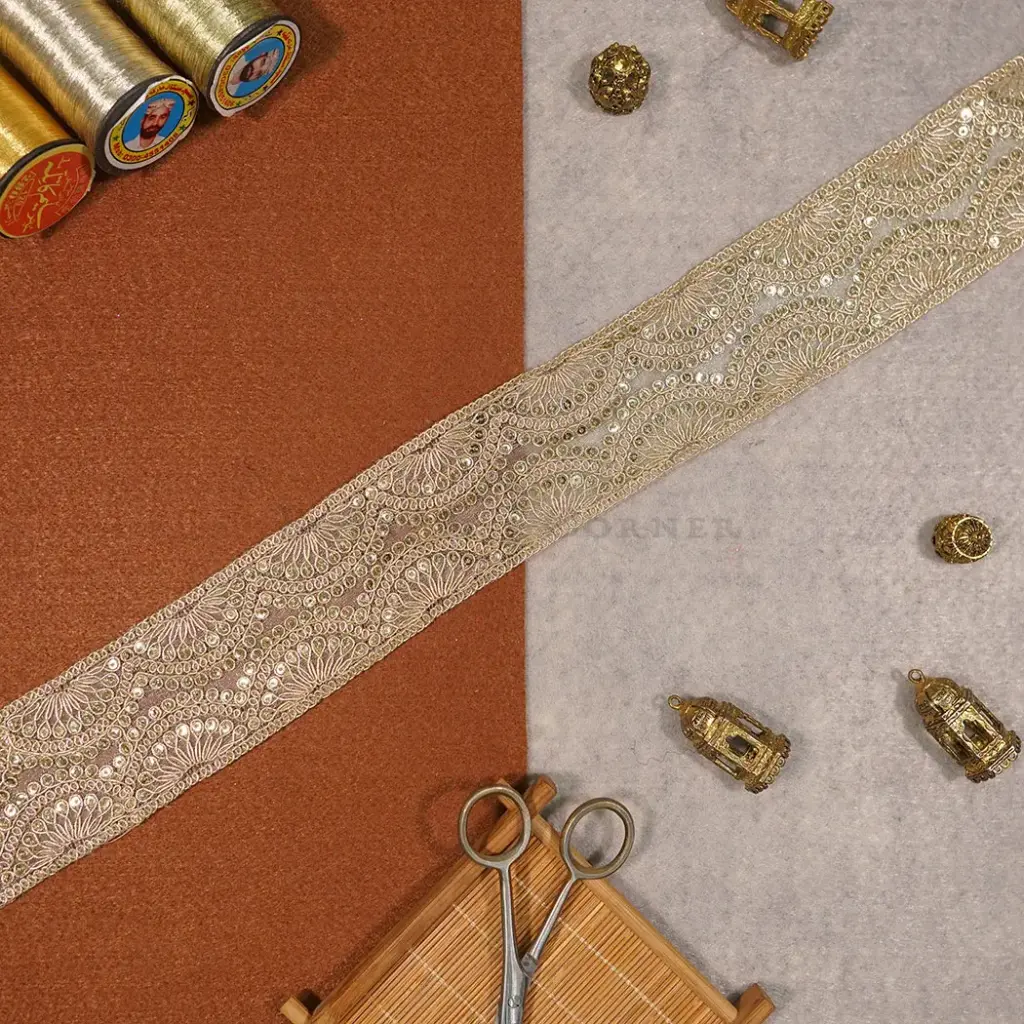 Fancy Metallic Yarn Sequence Lace
