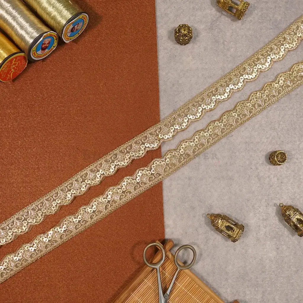Fancy Metallic Yarn Sequence Lace