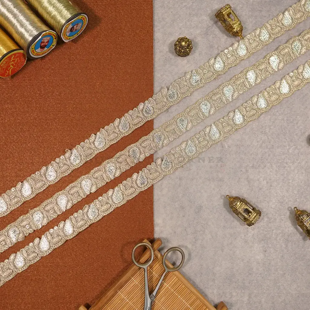 Fancy Metallic Yarn Sequence Lace