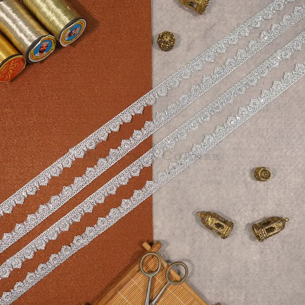 Fancy Metallic Yarn Sequence Lace