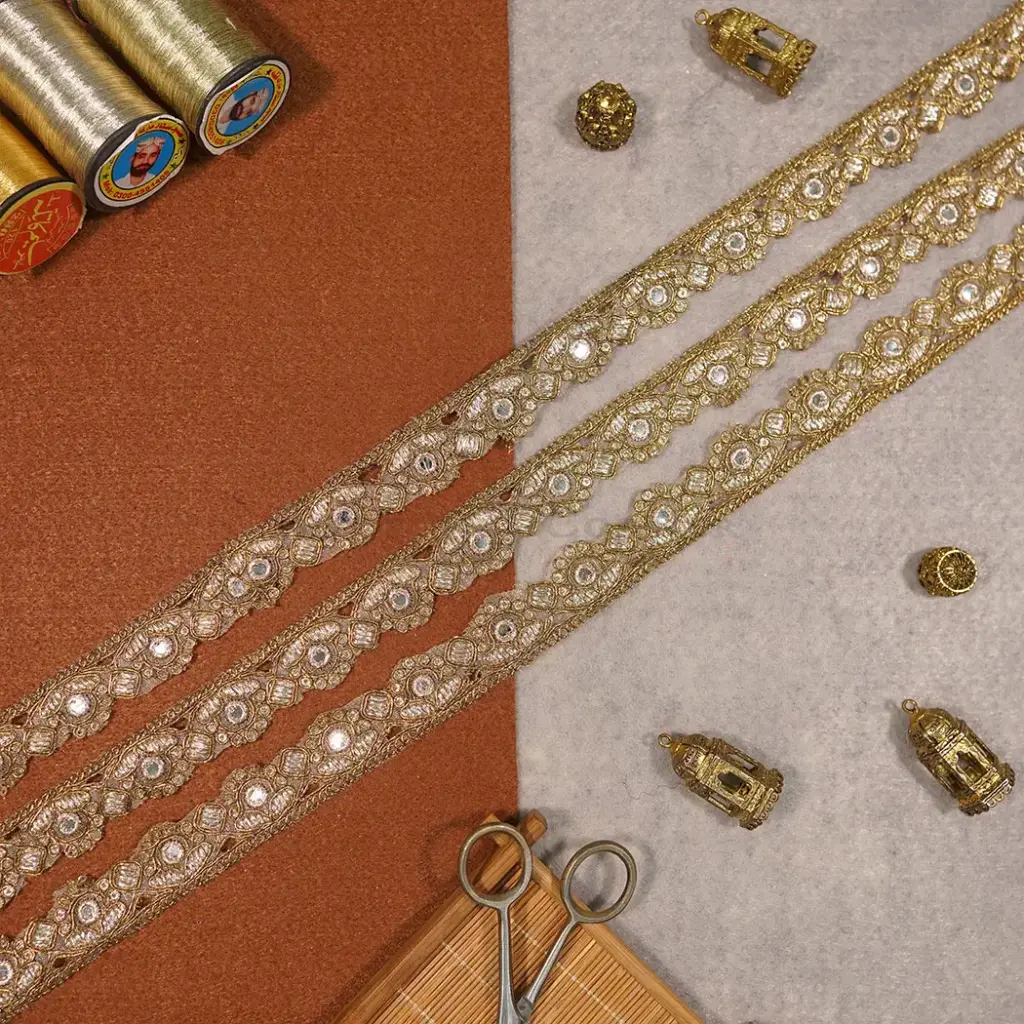 Fancy Metallic Yarn Sequence Lace
