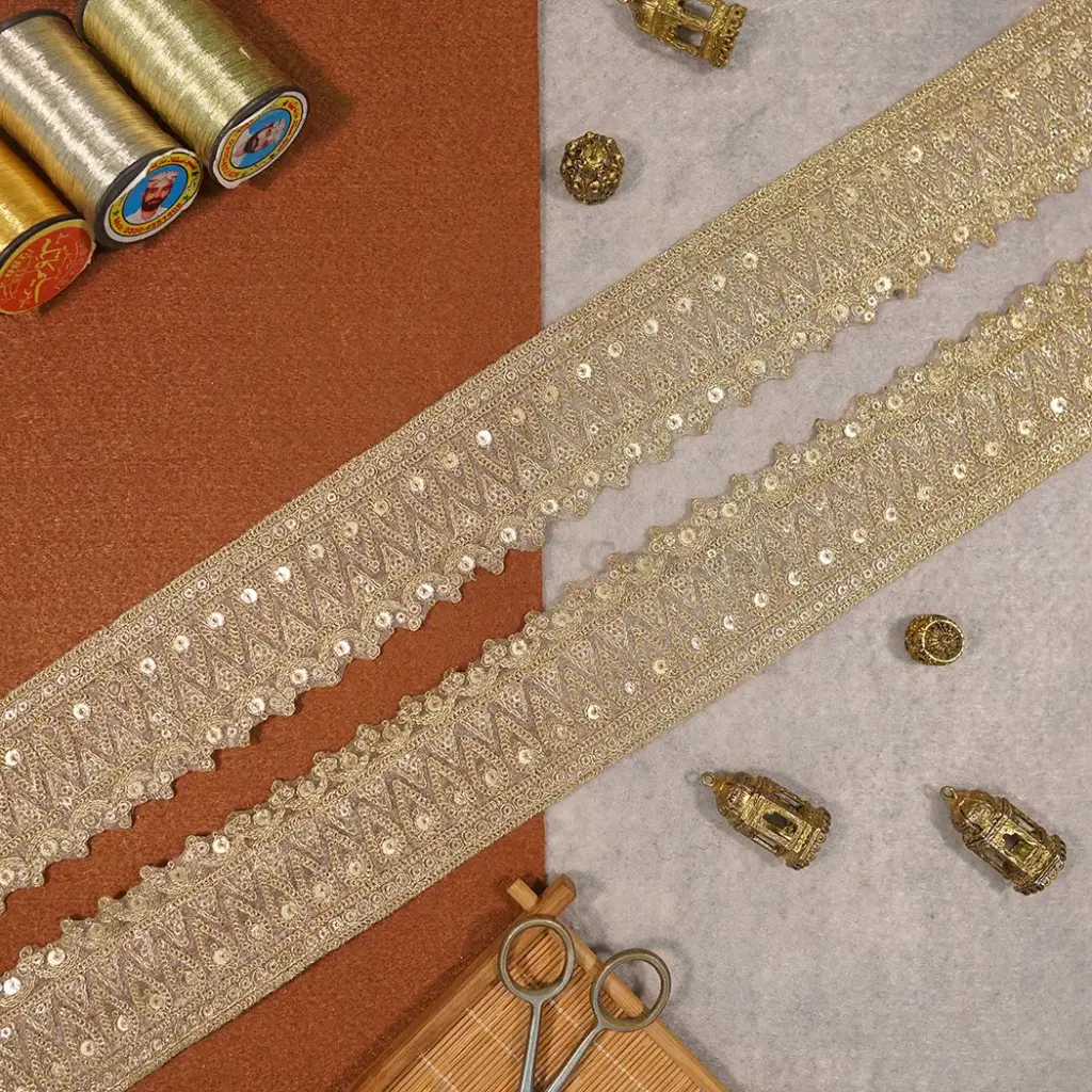 Fancy Metallic Yarn Sequence Lace