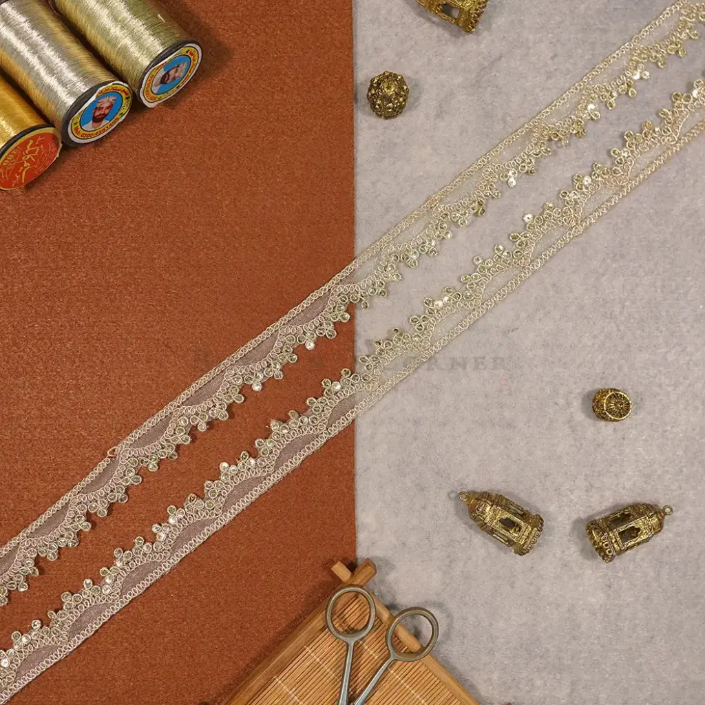 Fancy Metallic Yarn Sequence Lace