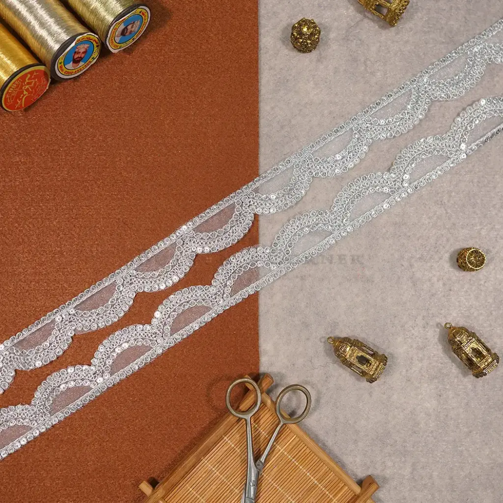 Fancy Metallic Yarn Sequence Lace