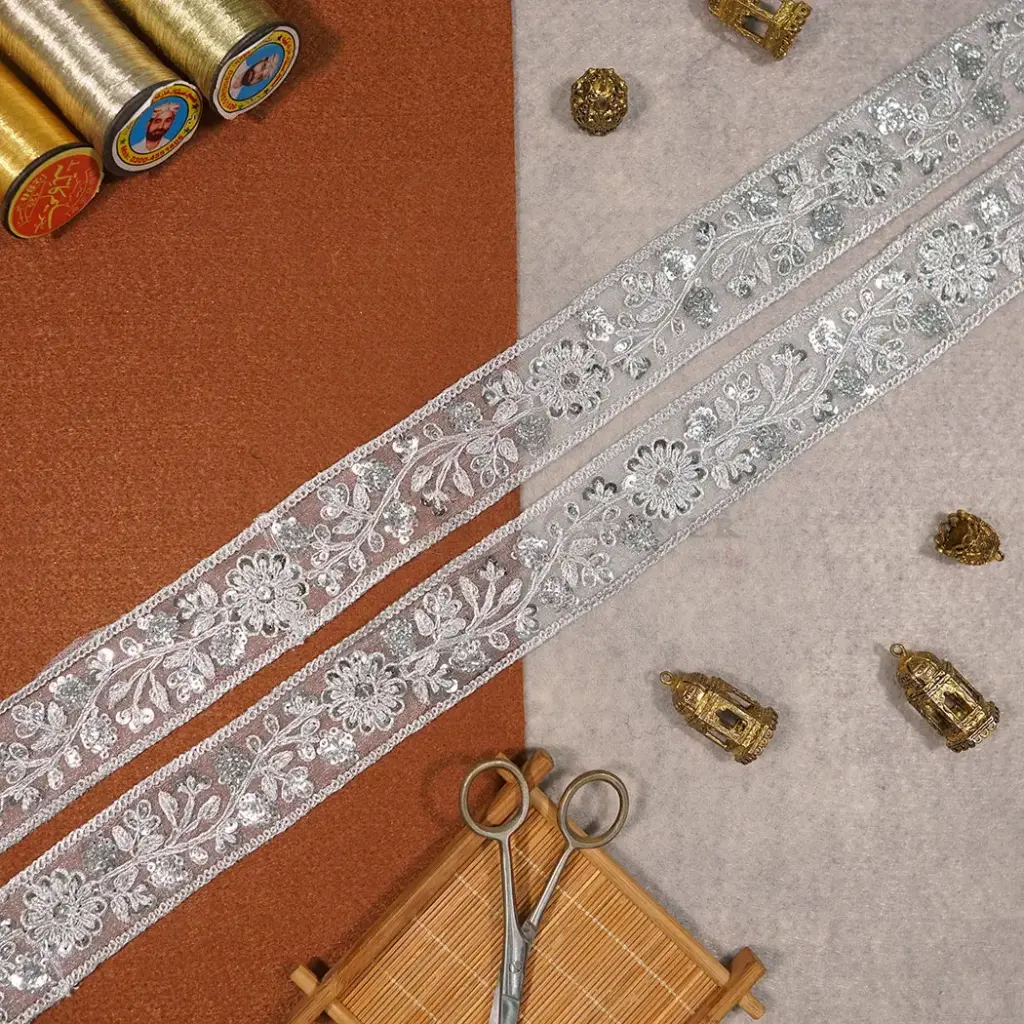 Fancy Metallic Yarn Sequence Lace