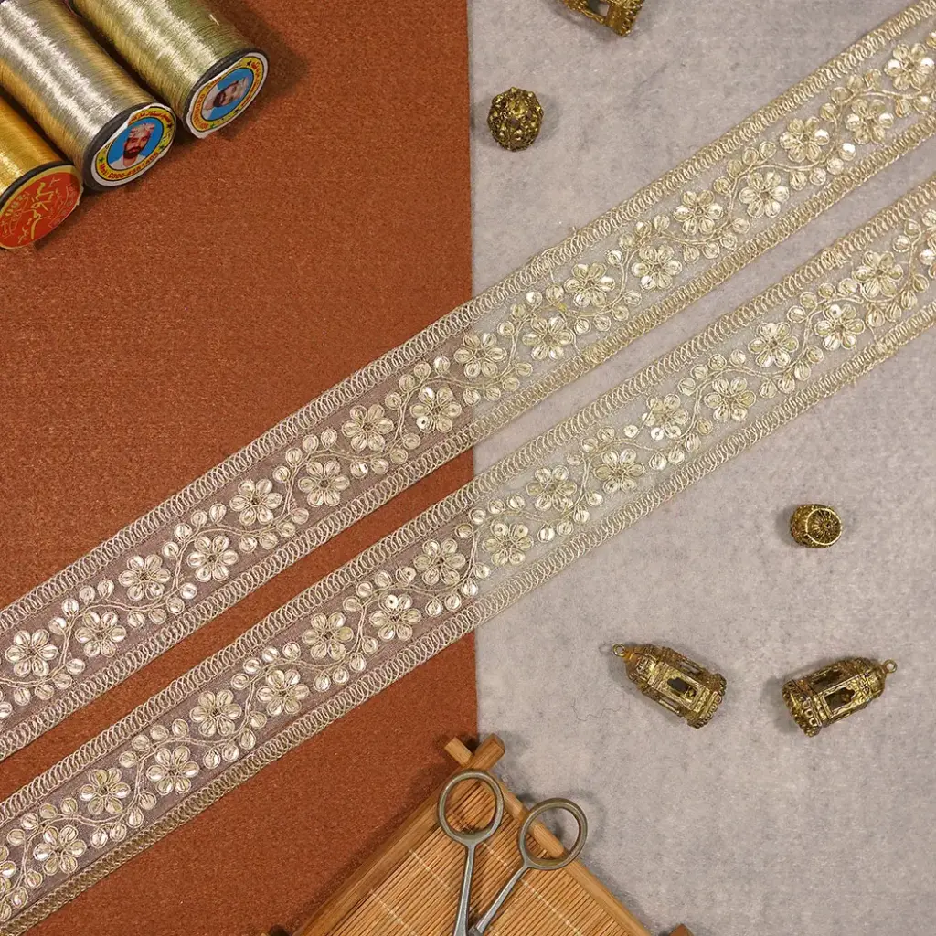 Fancy Metallic Yarn Sequence Lace