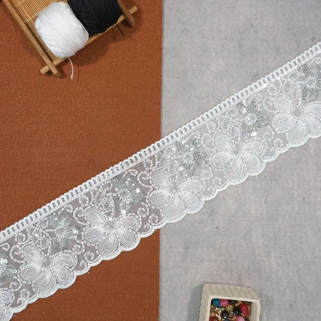 Fancy Glass Beads Sequence Lace