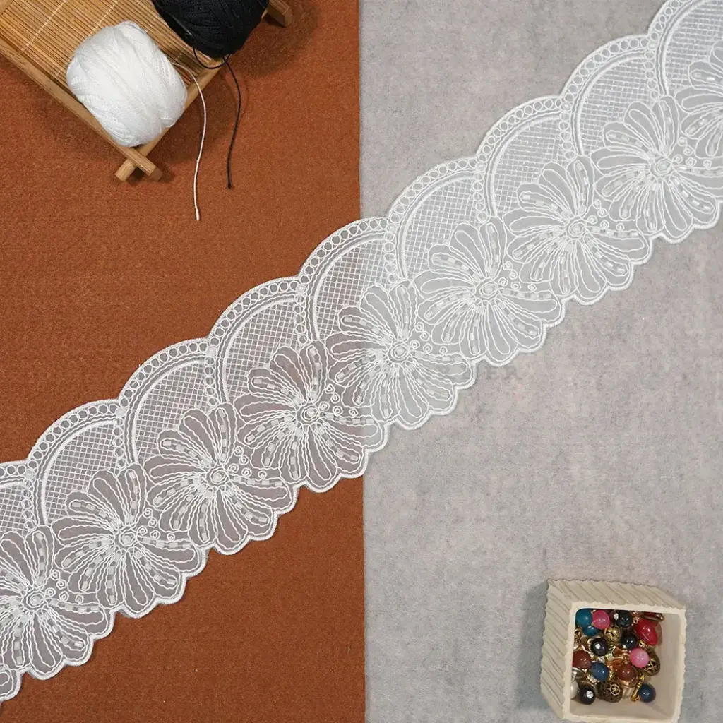 Fancy Glass Beads Pearl Lace