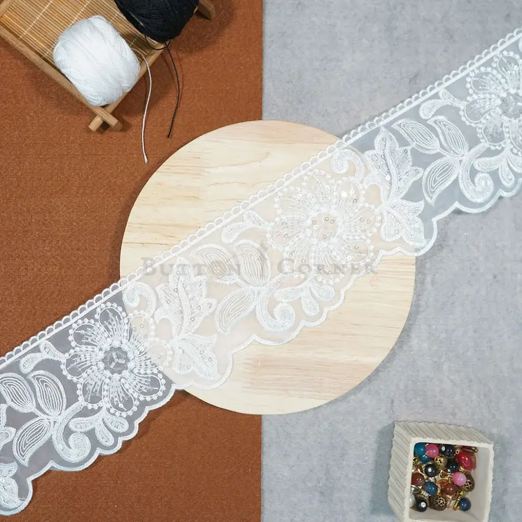 Fancy Glass Beads Pearl Lace