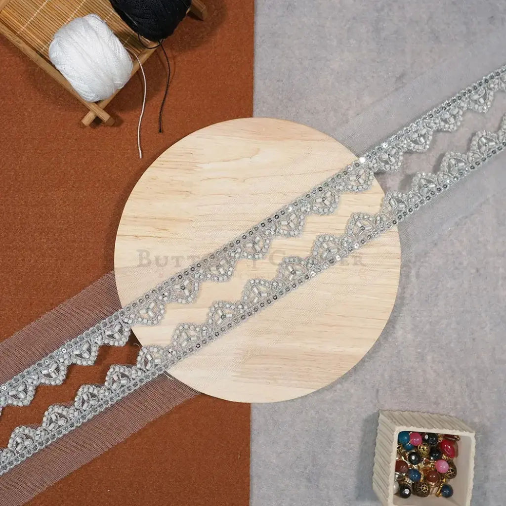 Fancy Glass Beads Sequence Lace