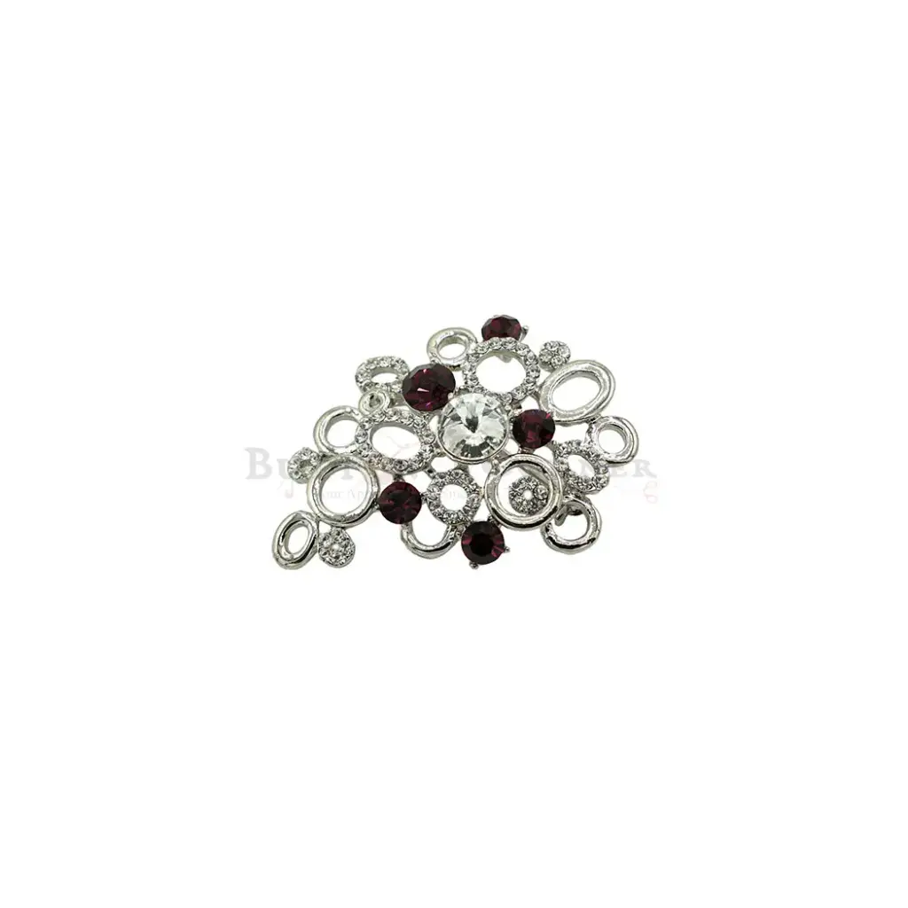 Silver Base Elegant Crystal Circular Brooch