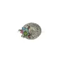 Silver Tone Colourful Rhinestone Lady Hat Brooch