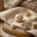 Decorative Round Pearl Metal Button With Small Pearls on the Edges