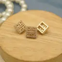 Light Gold-Plated Square-Shape Crystal Button