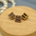 Ancient Gold-Plated Square-Shape Crystal Button