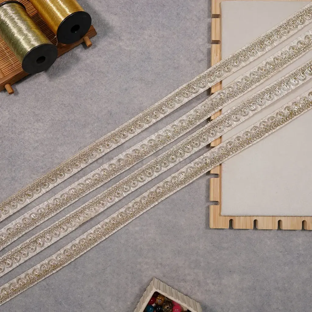 Fancy Metallic Yarn Sequence Lace