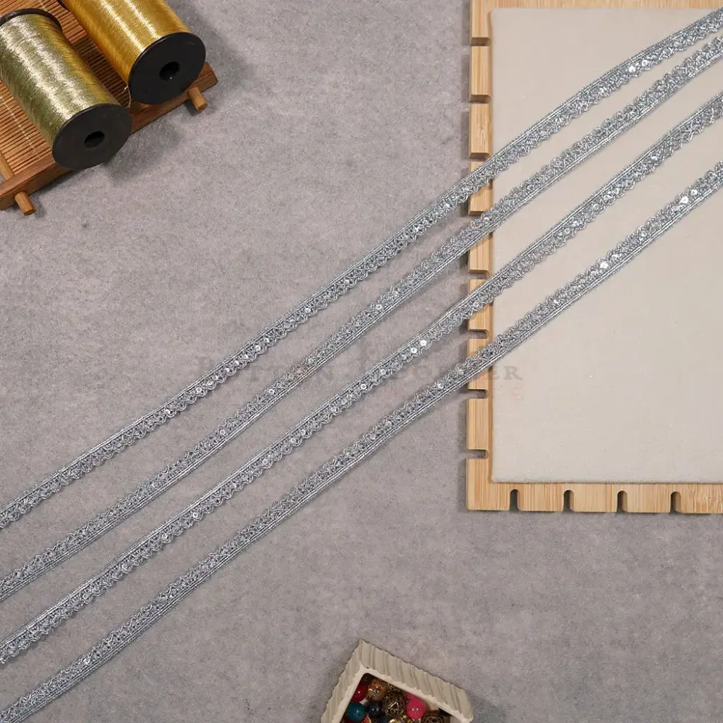 Fancy Metallic Yarn Sequence Lace