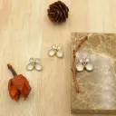 Four Clover Flower Button in Pearl Accents