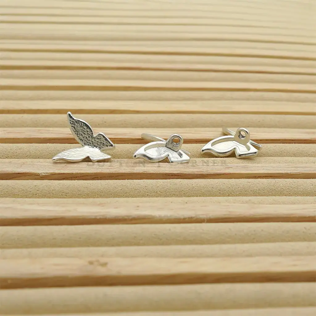 Silver Plated Butterfly Shape Metal Button