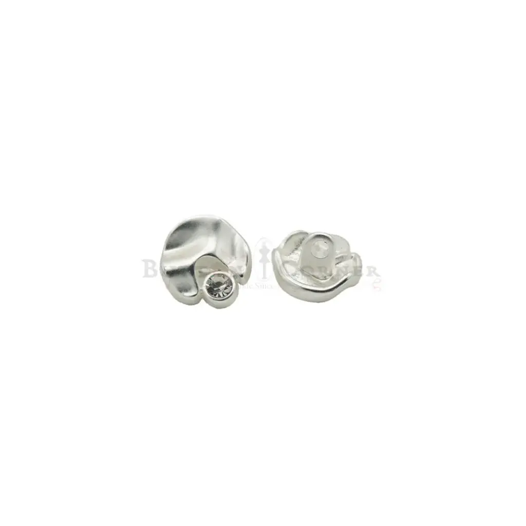 Rhinestone Accents Irregular Metal Shank Button