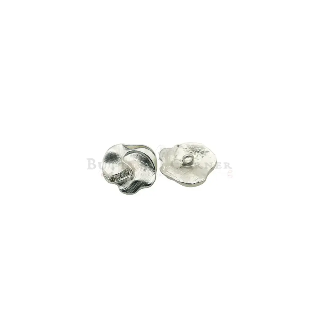 Rhinestone Accents Floral Metal Button