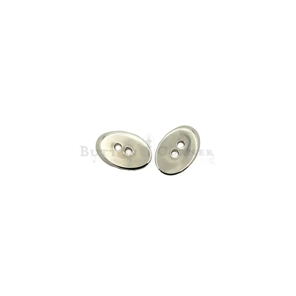Shiny Smooth Oval Shape 2 Hole Metal Button